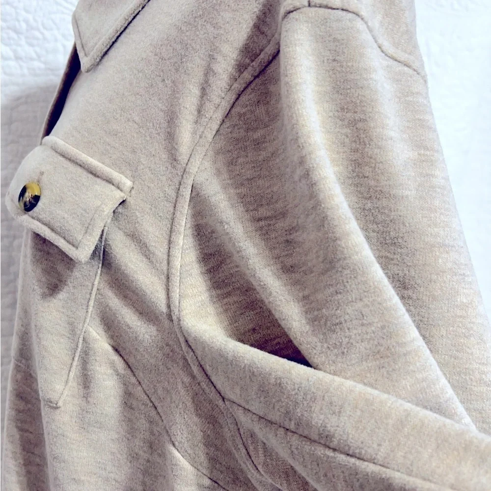 BAGATELLE Cropped Shacket Womens Brushed Sand, Size- X-Large - Picture 8 of 11